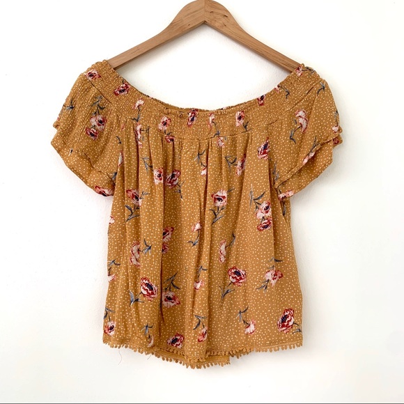 Xhillaration Yellow Off Shoulder Floral Top - Picture 2 of 11